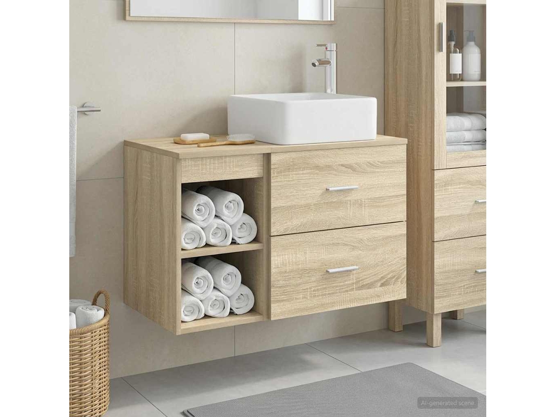 Vidaxl Conjunto De Móveis Para Banheiro 2 Pcs Carvalho Sonoma