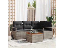 Vidaxl Conjunto De Sofá De Jardim 5 Pcs Cinzeto Vime Pe