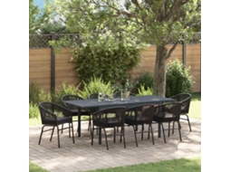 Vidaxl Conjunto De Jantar Para Jardim 9 Unid. Preto Vime Pe