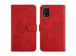 Capa De Celular Em Couro Sintético Com Textura De Borboleta E Peônia Para Xiaomi Mi 10 Lite 5g.