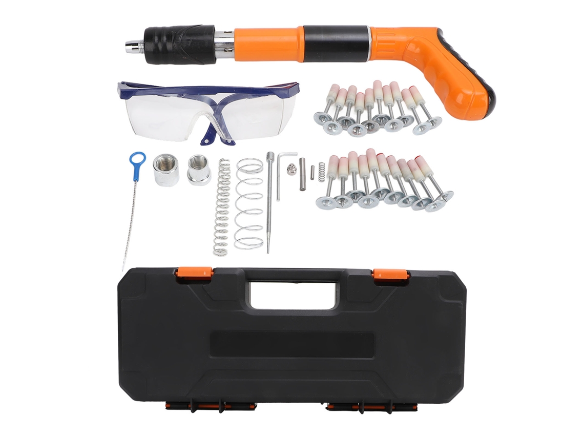 Kit De Pistola De Clavos Ajustável Em 3 Marchas Portátil Para Teto Parede De Concreto Decoração Lar Instalação