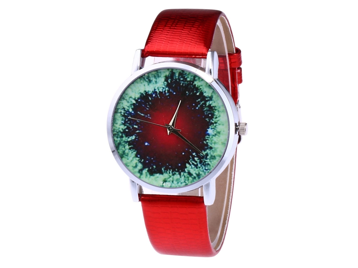 Reloj De Pareja Unisex De Cuarzo Con Correa De Cuero Pu Zhoulianfa Rojo