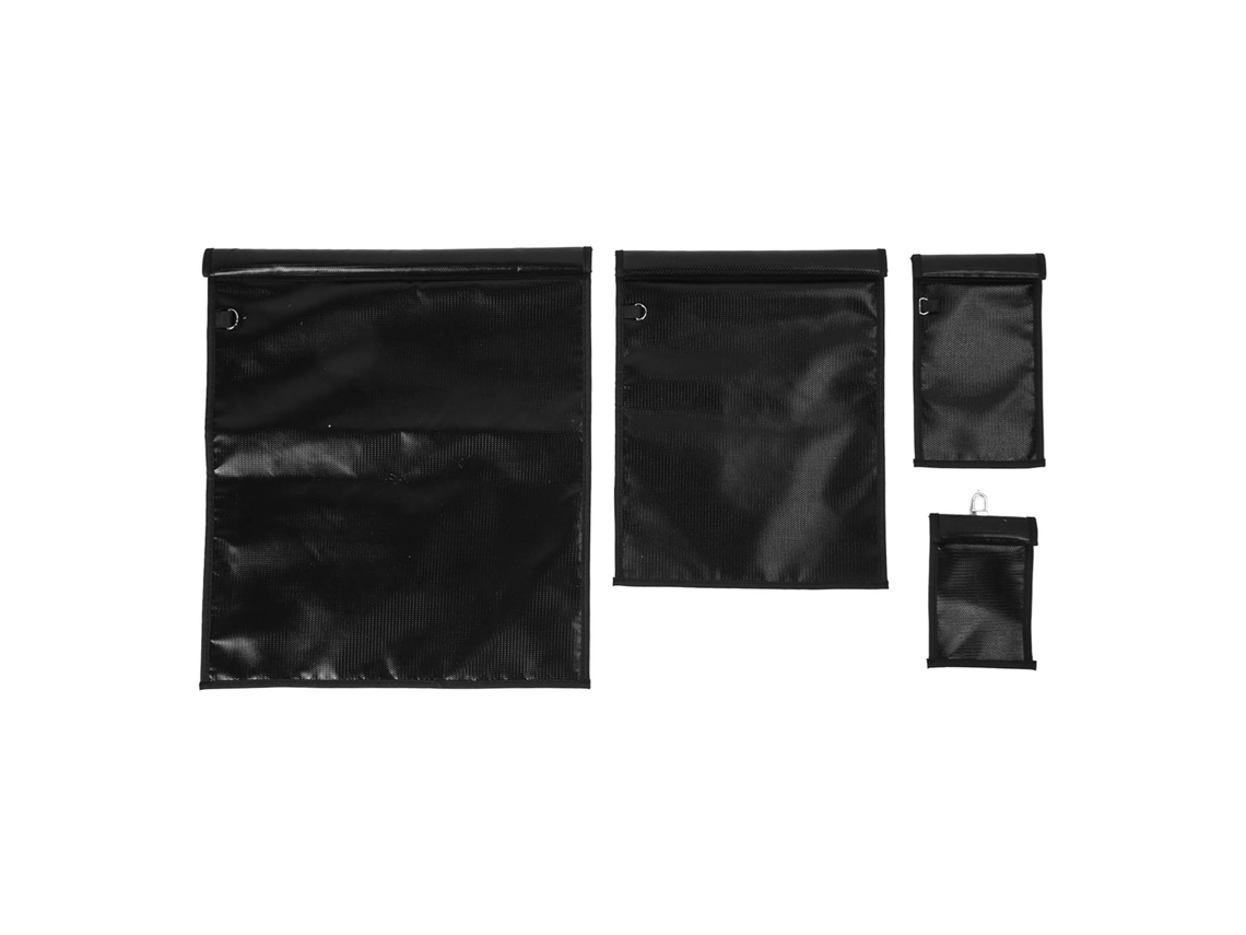 7pcs bolsa Faraday preta portátil, ignífuga, à prova d'água para celulares, laptops, chaves, carro