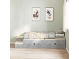 Vidaxl Estrado De Cama Com Arrumação Cinzento 75 Cm Madeira Processada