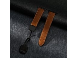 Pulseira De Couro Genuíno Com Fecho Magnético, Marrom Escuro Com Fivela Preta, Compatível Com Apple Watch 42 44 45 49mm
