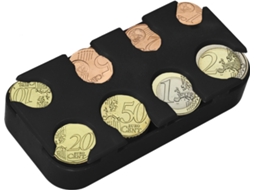 Porta, Moedas Kwmobile com 8 Compartimentos, Moedas para Euros, de 1 Centavo a 2 Euros, Moedas de Pequeno Valor na Cor Preta BRILVIBERA
