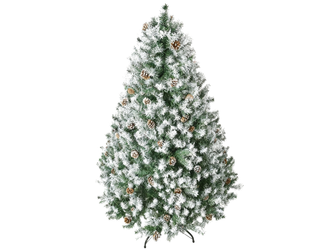 Árvore De Natal Artificial De 180 Cm Coberta De Neve Com 800 Galhos E Pinhas, Base Automática Que Abre E Fecha, Verde.