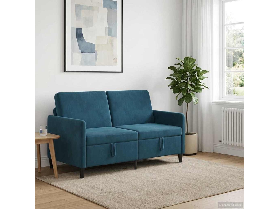 Vidaxl Sofa Com Armazenamento Azul 152 X 78 X 87 Cm Poliéster