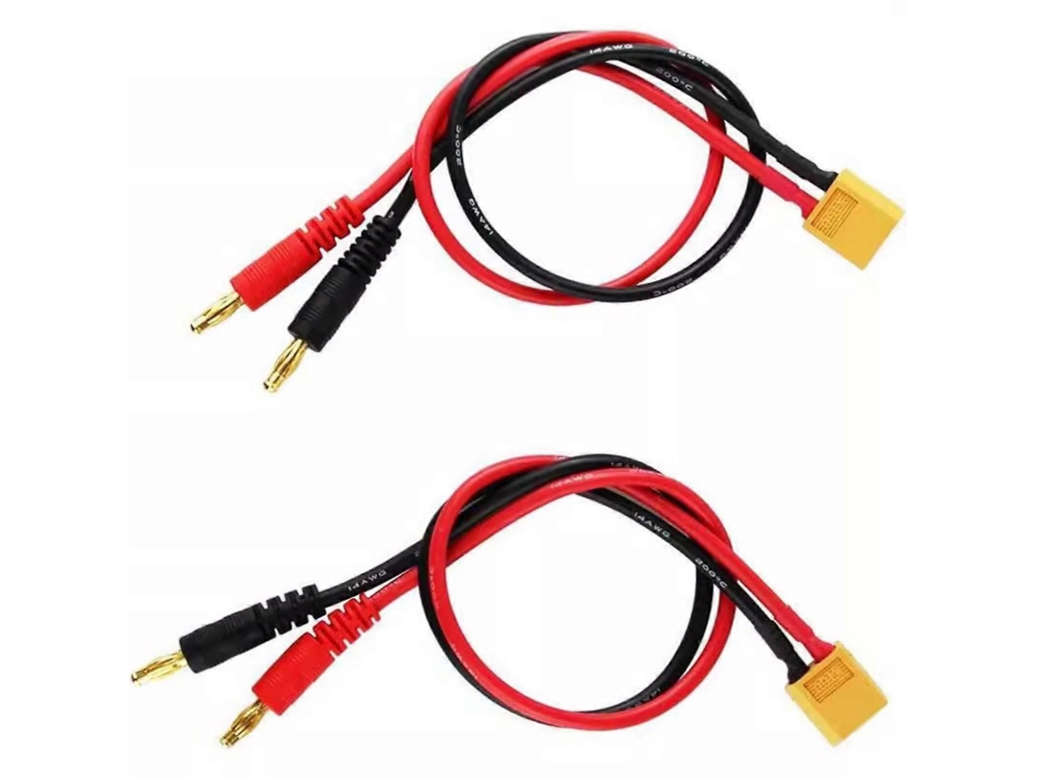 Cabo Xt60 Para Banana Macho 4 Mm, 14 Awg, 30 Cm, Reforço Duplo