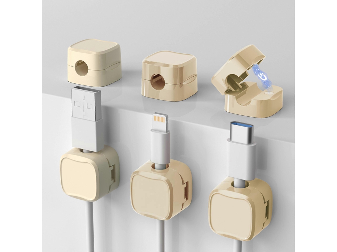 Organizador De Cabos Magnéticos, 6 Peças, Suporte Clipes Magnéticos Para Cabos, Autoadesivos Gerenciamento E Carregadores Mesa Cab-aquaforge
