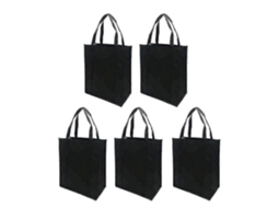 Conjunto de 5 Sacolas de Compras Dobráveis ​​e Reutilizáveis ​​em Tecido Não Tecido para Compras Ao Ar Livre GOKOCO (pretas, 30x25x10cm)