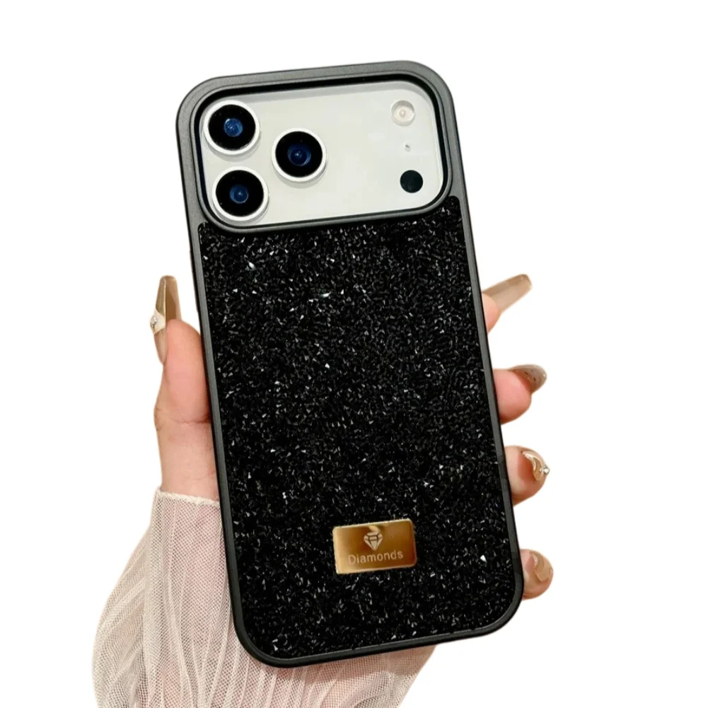 (preto, Iphone 15 Pro) Capa De Celular Luxuosa E Deslumbrante Com Cobertura Total E Detalhes Em Zircônia Na Cor Diamante.