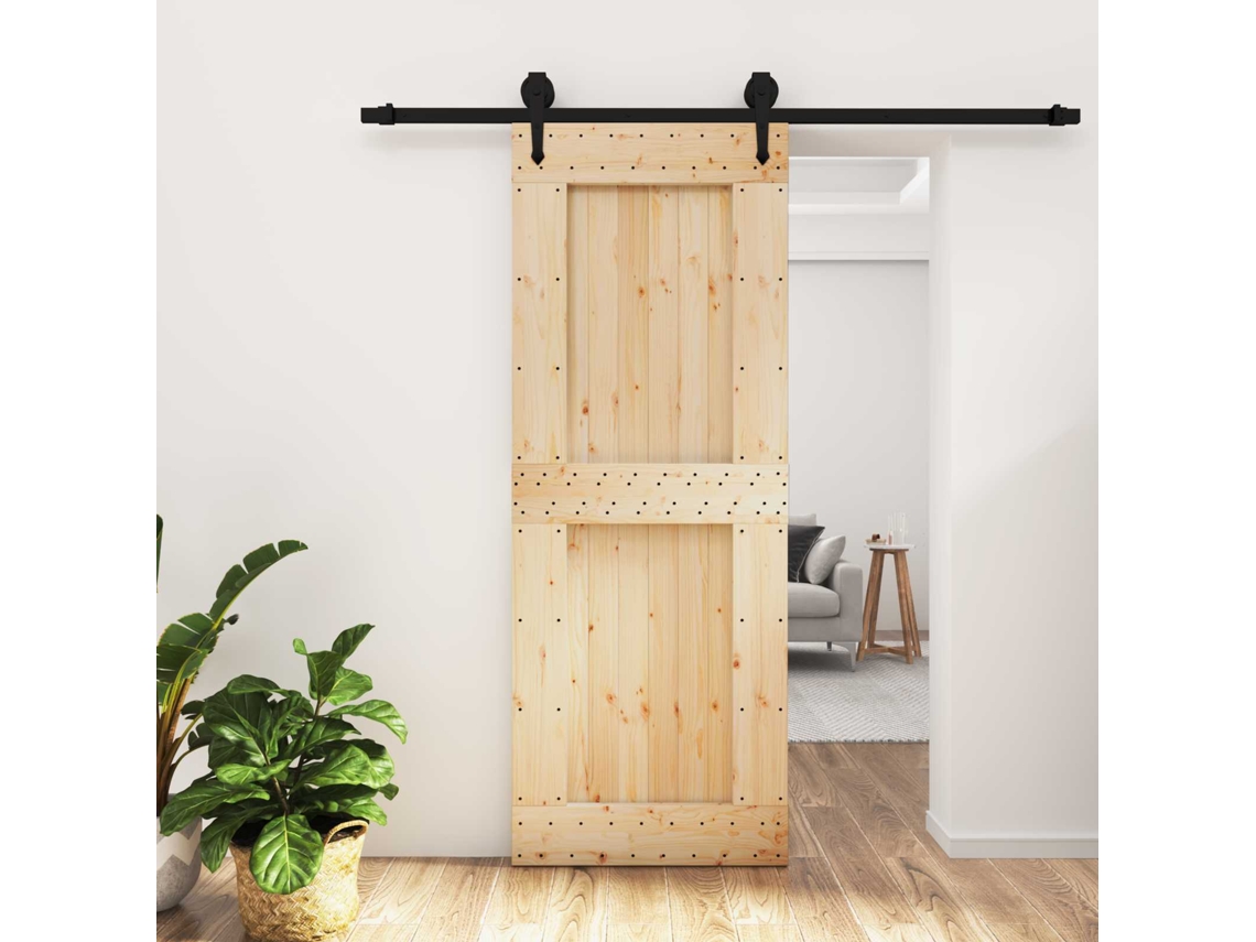 Vidaxl Porta Deslizante Natural E Preto 80 X 210 Cm