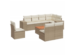 Conjunto de 9 Sofás para Jardim com Almofadões Vime Pe Bege MAISON EXCLUSIVE (90x200 cm)