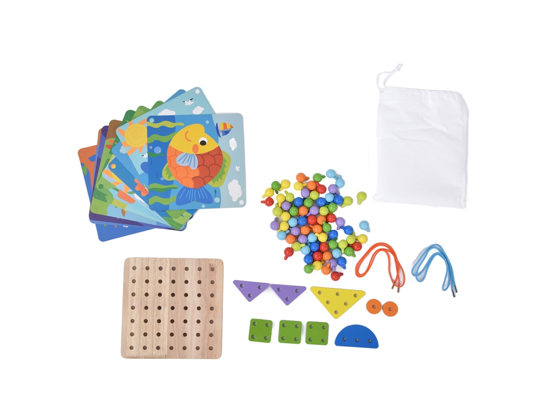 Brinquedo De Quebra-cabeça Musthroom Nali Para Crianças +3, Tabuleiro De Pinos Coloridos E Arte Com Botões, Educação Infantil 2 Em 1