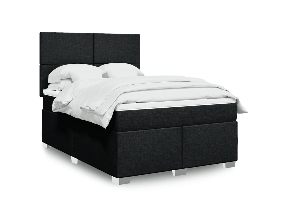 Vidaxl Cama Com Molas/colchão 160x200 Cm Tecido Preto