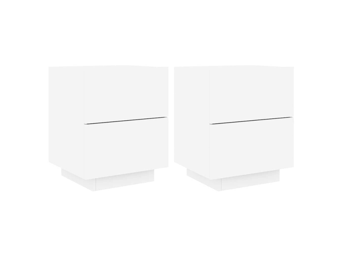 Conjunto de 2 Mesas de Cabeceira com Luzes Led Derivados Madeira Branco MAISON EXCLUSIVE