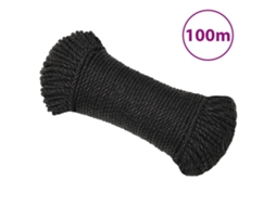 Vidaxl Corda De Trabalho 6 Mm 100 M Poliéster Preto
