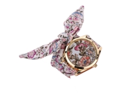 Relógio de Pulso Feminino de Moda com Pulseira de Tecido Floral Quartzo Casual Presente