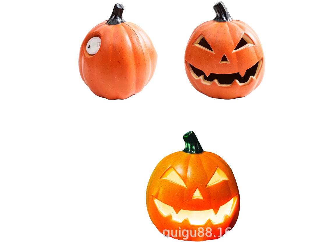 Laxiscreed Abóbora De Halloween Com Led Luminoso E Detalhes Divertidos, 10 Polegadas