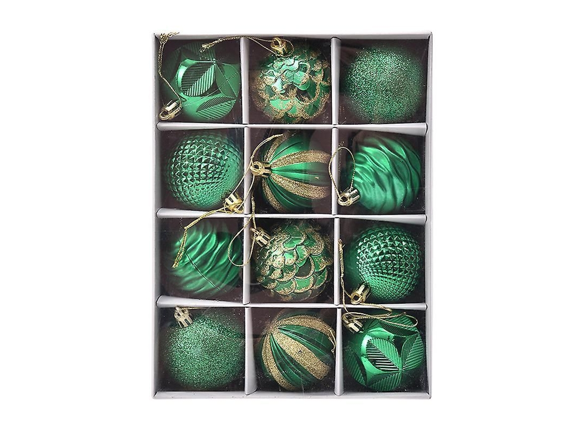 12 Bola Natal Verde, Decoração Árvore Natal, Bola Natal Plástico Anti-quebra, Mate Brilhante Glitter
