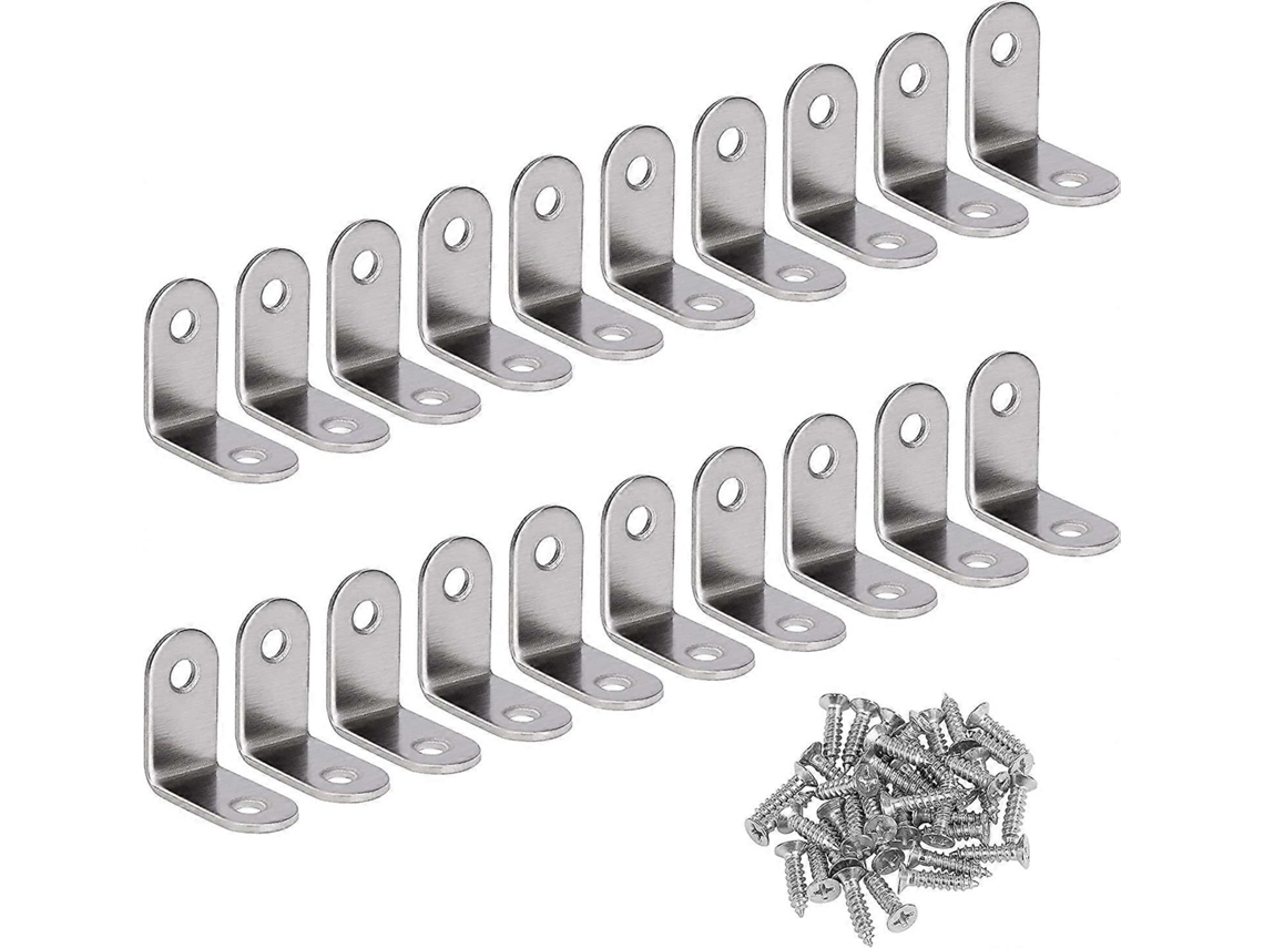 Soporte de Aço Inoxidável em Ângulo Retto de 90 Graus com 20 Parafusos Prata 30x30x16mm