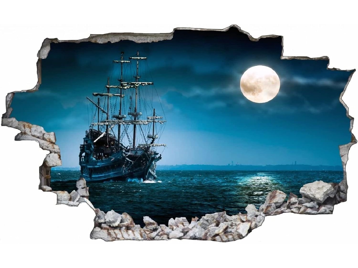 Adesivos Adesivos Efeito 3d Adesivo Ferry Sticker Decoração Murale Quarto e Sala 70x110cm