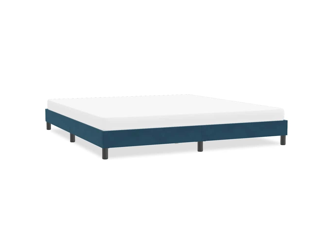 Vidaxl Estrutura De Cama Sem Colchão 200x210 Cm Veludo Azul-escuro