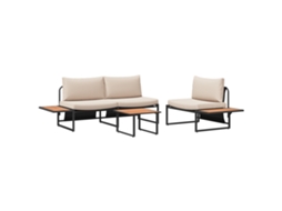 Conjunto 3 Conjunto De Jantar Para Jardim Vidaxl Preto Aço (55 X 55 X 70 Cm)