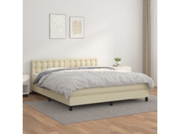 Vidaxl Cama com Molas/colchão 160x200 Cm Couro Artificial Cor Creme