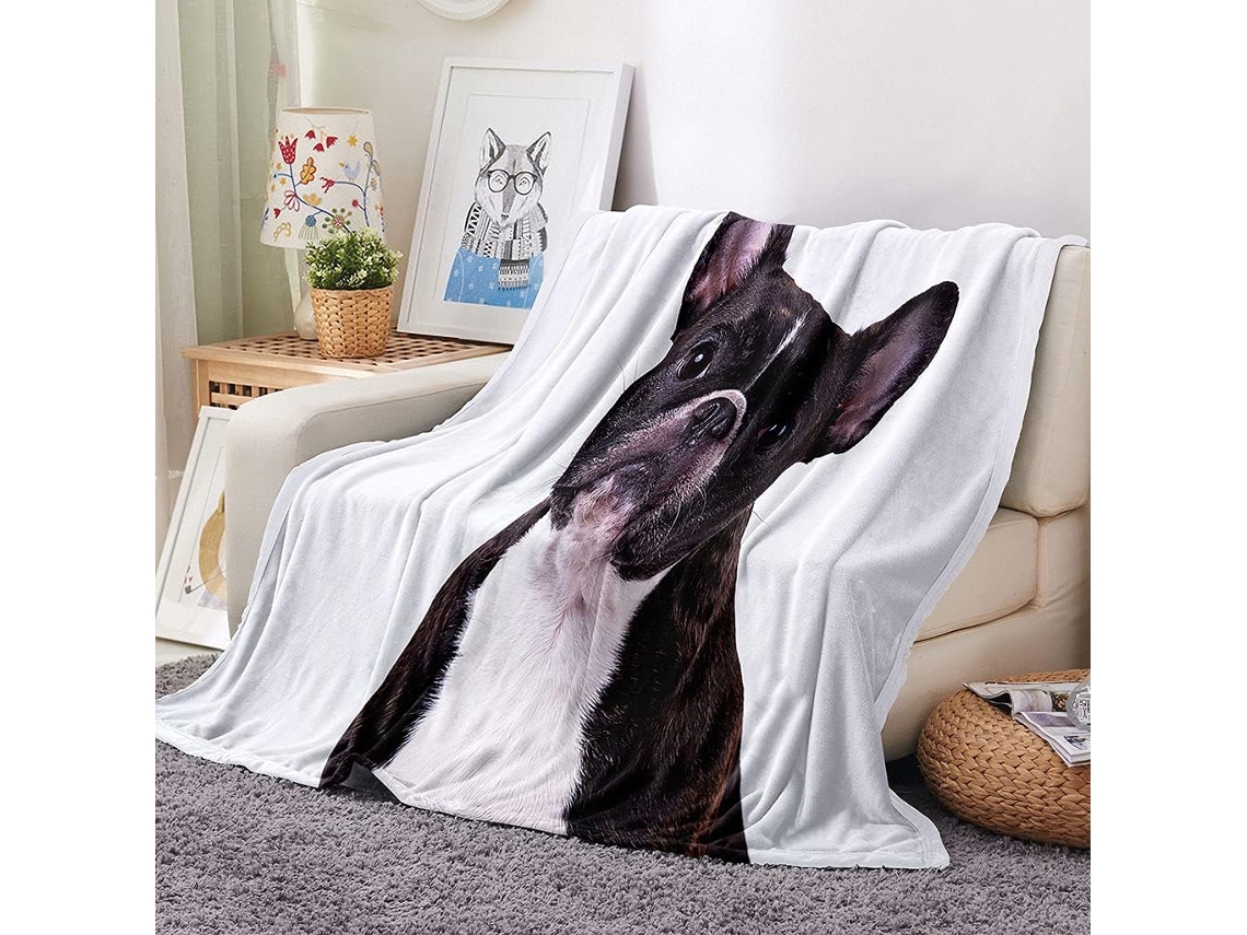 Manta com Estampa de Cachorro em Microfibra 80x150cm
