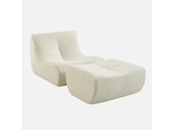 Módulo Para Sofá Modular Com Apoio Para Os Pés Em Tecido Bouclé, 1 Lugar, Branco