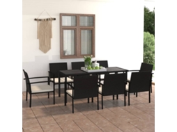 Vidaxl 9 Pcs Conjunto De Jantar Para Jardim Vime Pe Preto