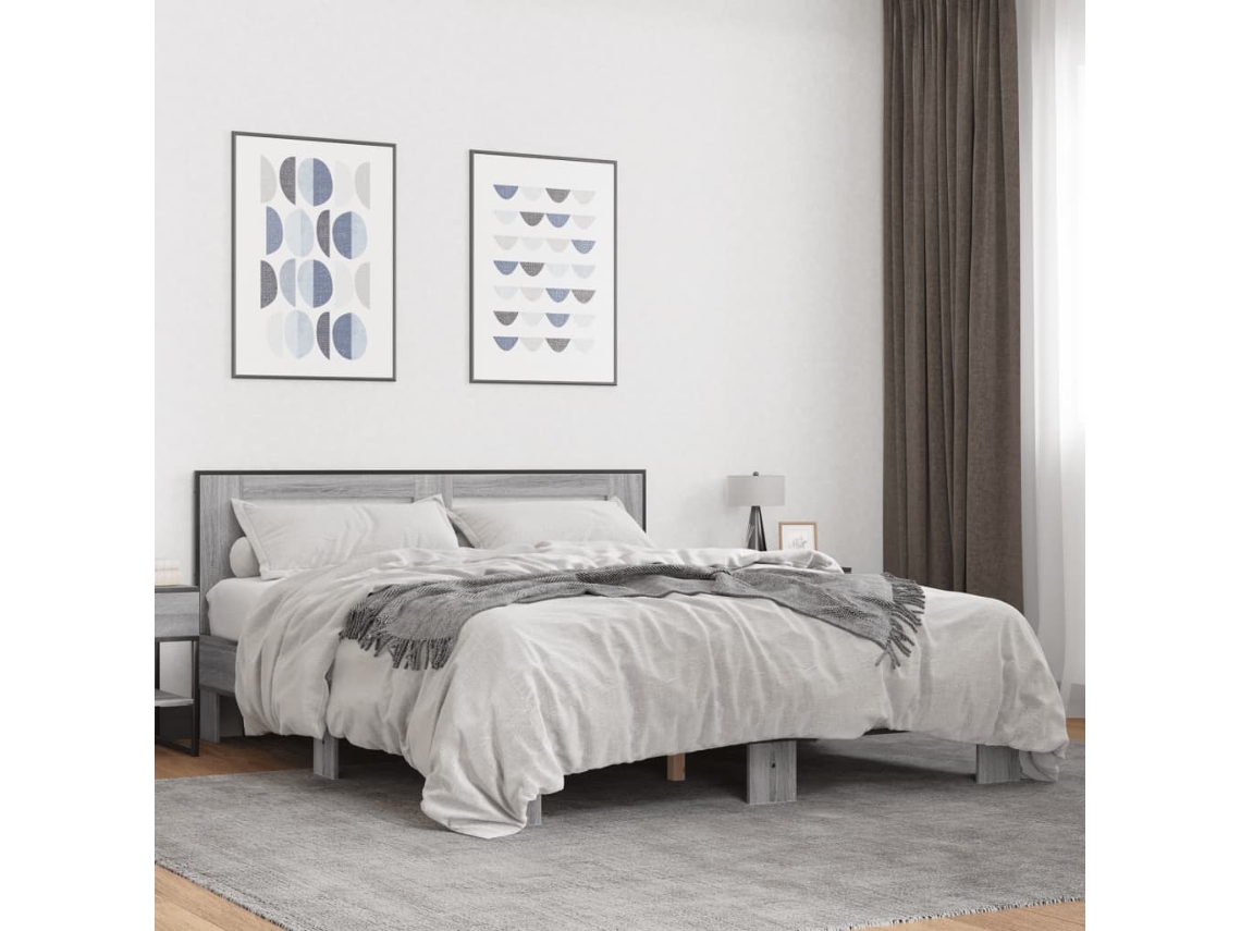 Estrutura De Cama 150x200 Cm Derivados Madeira/metal