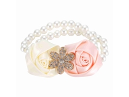 2pcs Pulseira Flor De Noiva Acompanhante Decoração Pérola Seda (branco Ívio Rosa)