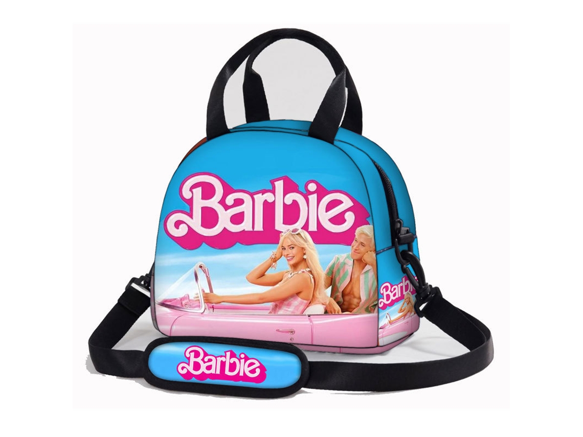 Nova lancheira infantil com estampa da Barbie, lancheira portátil com desenho animado, bolsa térmica de ombro Aquaforge