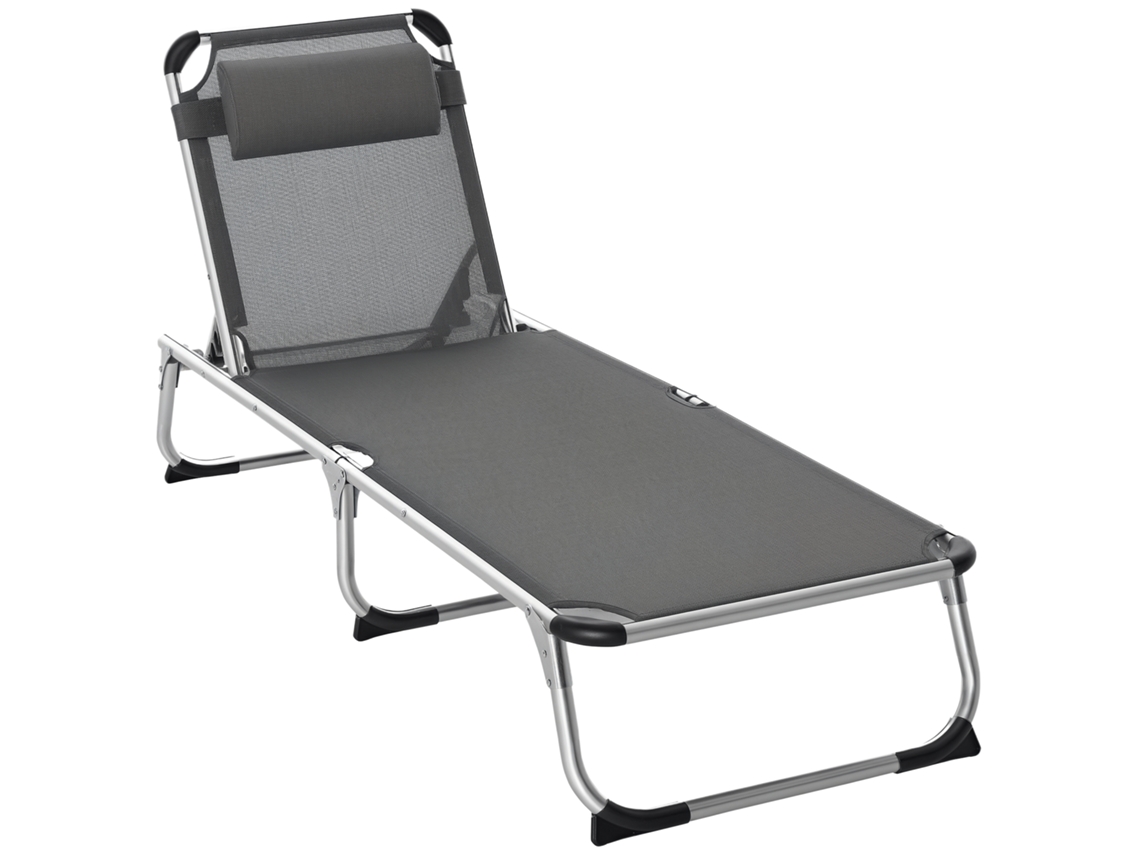 Espreguiçadeira Dobrável Com Apoio De Cabeça, Feita De Alumínio E Tecido Teslin, Ideal Para Jardins, Praias, Camping, Terraços De Piscina, Etc.