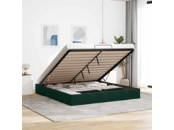 Cama De Casal | Camas Para Quarto | Estrutura De Cama Otomana Sem Colchão 180x200 Cm Verde Escuro
