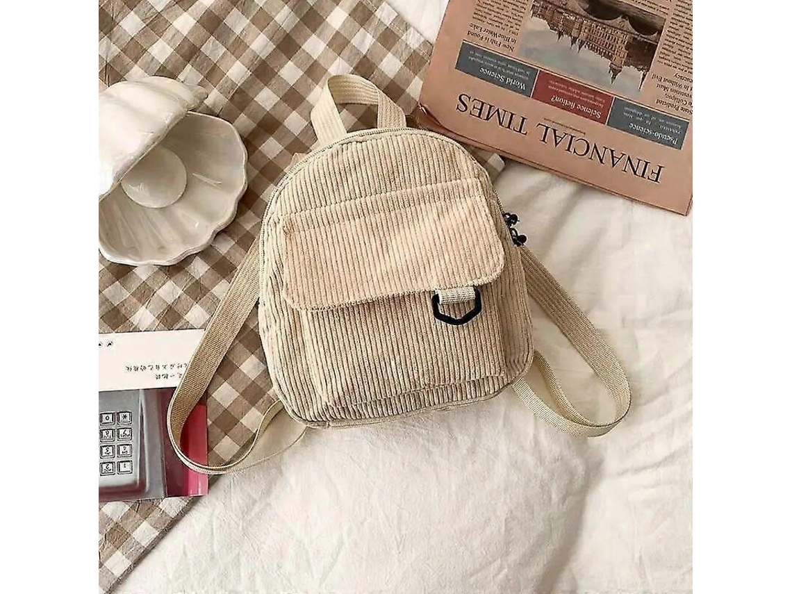 Mini Mochila Feminina De Veludo Cotelê De Cor Sólida 2022, Mochila Pequena Casual Simples, Adequada Para Estudantes E Viagens Olysi Shop