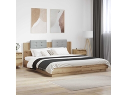 Vidaxl Estrutura De Cama Com Cabeceira Carvalho Artesanal 200 X 200 Cm