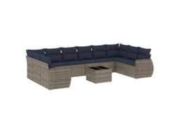 Conjunto de Sofá de Jardim, 11 Peças, Almofadas, Rattan Cinza MAISON EXCLUSIVE