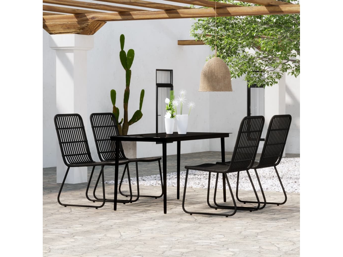 Vidaxl 5 Pcs Conjunto De Jantar Para Jardim Preto