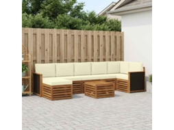 Vidaxl Conjunto De Sofás Para Exterior 7 Pcs Natural E Creme