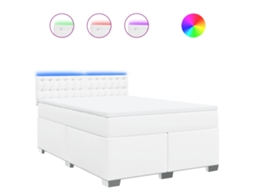 Box Spring Bed, Box Spring Beds Vidaxl Branco Couro Artificial (140 X 190 Cm)
