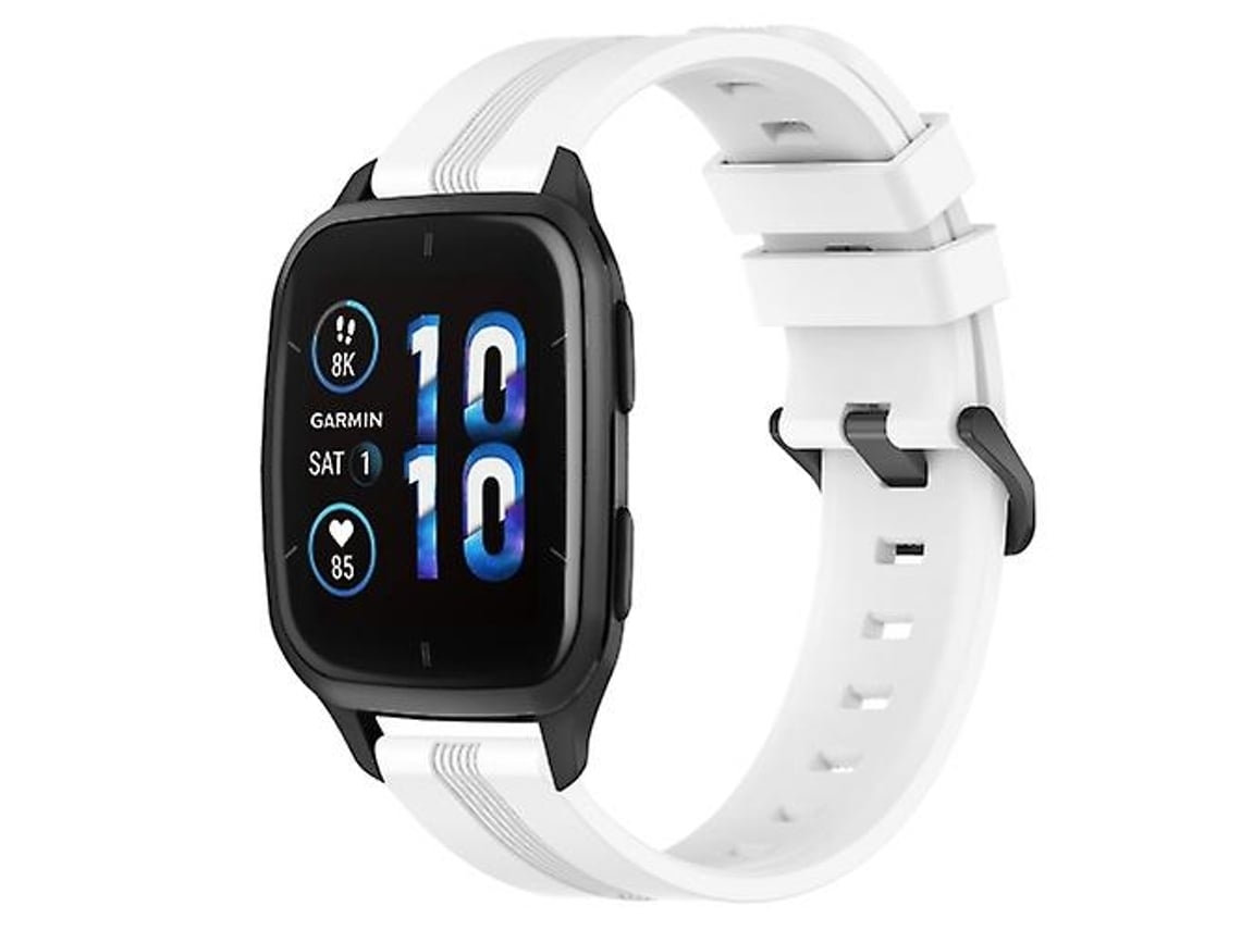 Lurelia Pulseira Garmin Forerunner Sq2 20mm, Listras Côncavas De Silicone, Brancos, Acabamento Moderno