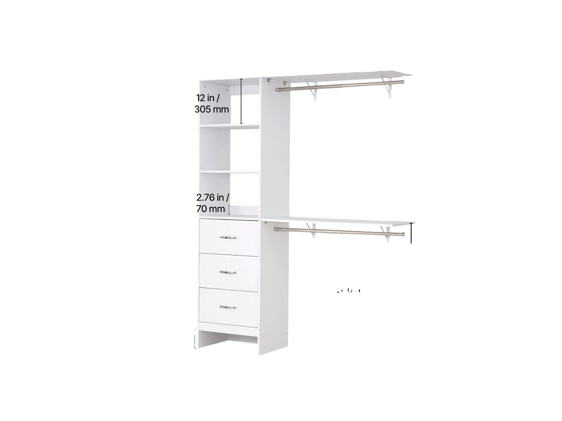 Prateleiras Do Sistema De Closet, Material Durável, Configuração Personalizável, 96x75x16polegadas