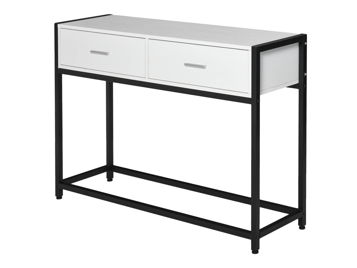 Mesa De Console, Estrutura De Metal, Design Que Economiza Espaço, Preto E Branco