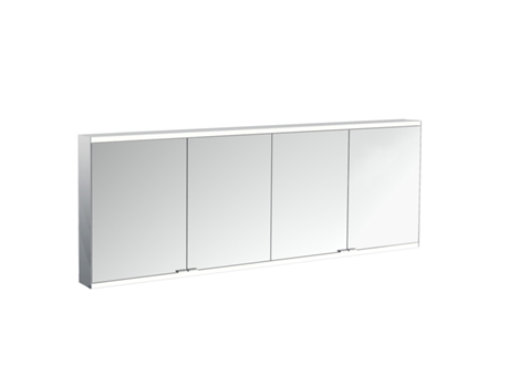 Armário Espelho Iluminado EMCO Prime 2 Facelift 1800 Mm 4 Portas com Painéis Laterais Espelhados Modelo de Montagem Saliente 9497 Cor: