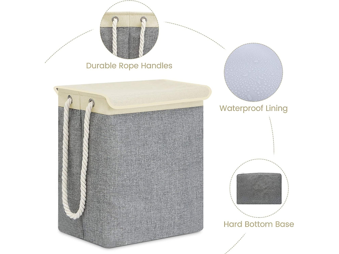 Lurelia Cesto Para Roupa Dobrável Impermeável Tampa 66l Quarto