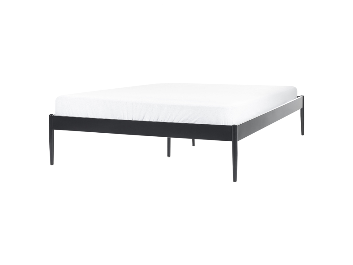 Cama de casal BELIANI Vaurs de Aço Preto 147x206x38
